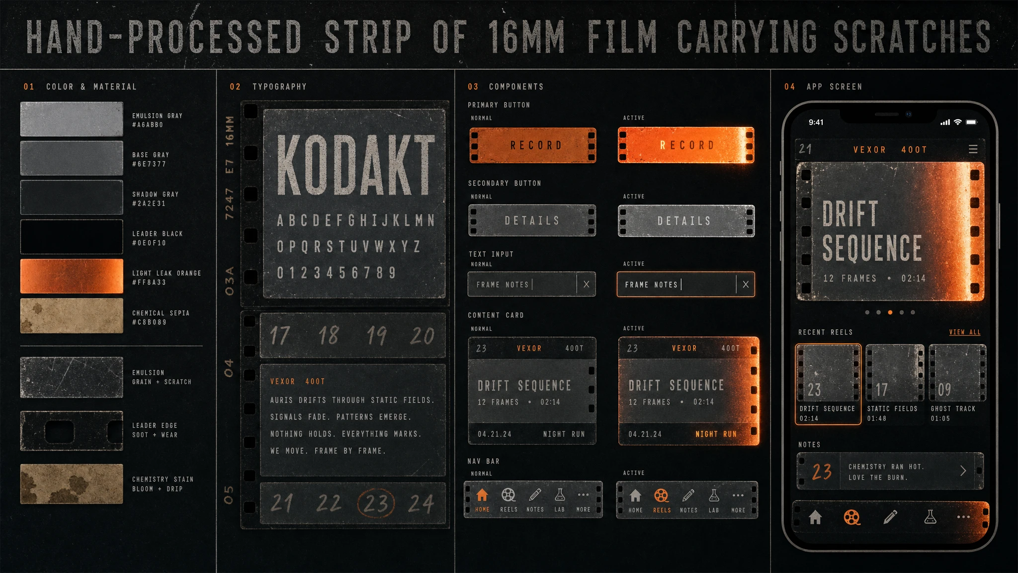Hand Processed Film Bloom design system