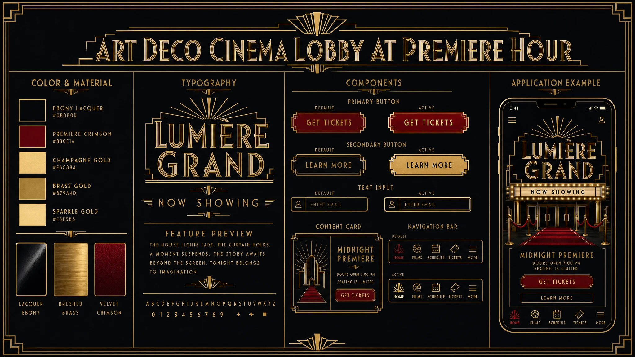 Deco Cinema Lobby design system