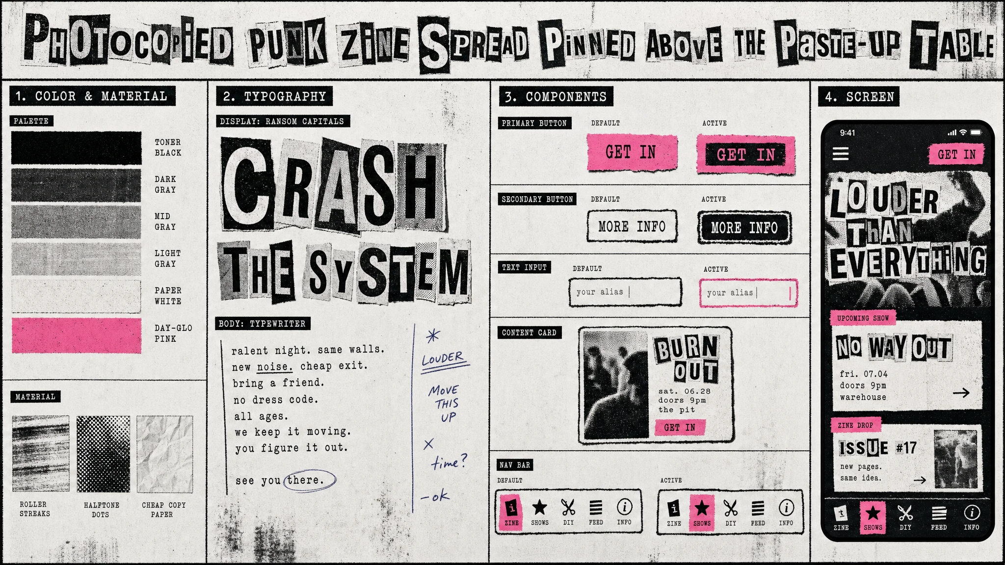 Punk Pasteup Table design system
