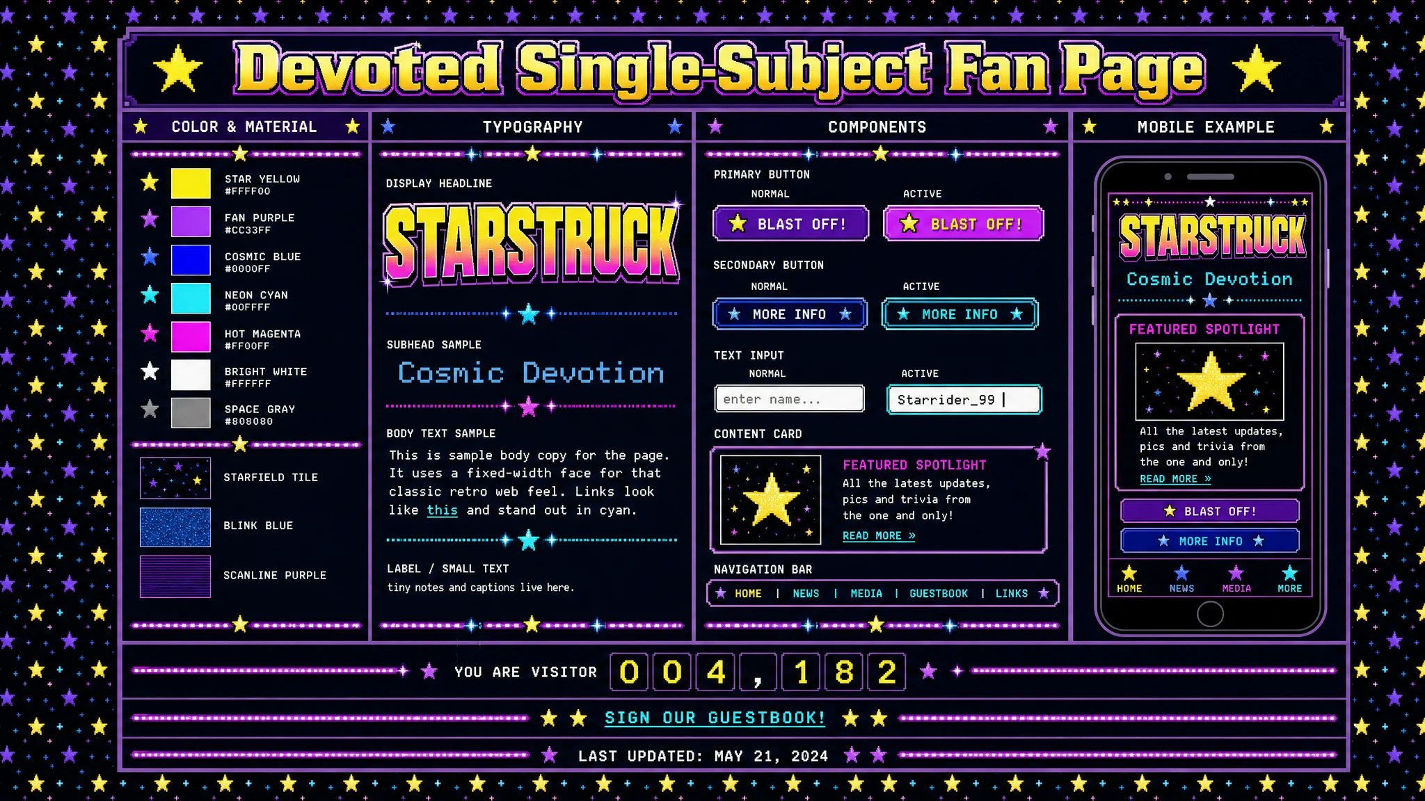Fansite Shrine Page design system