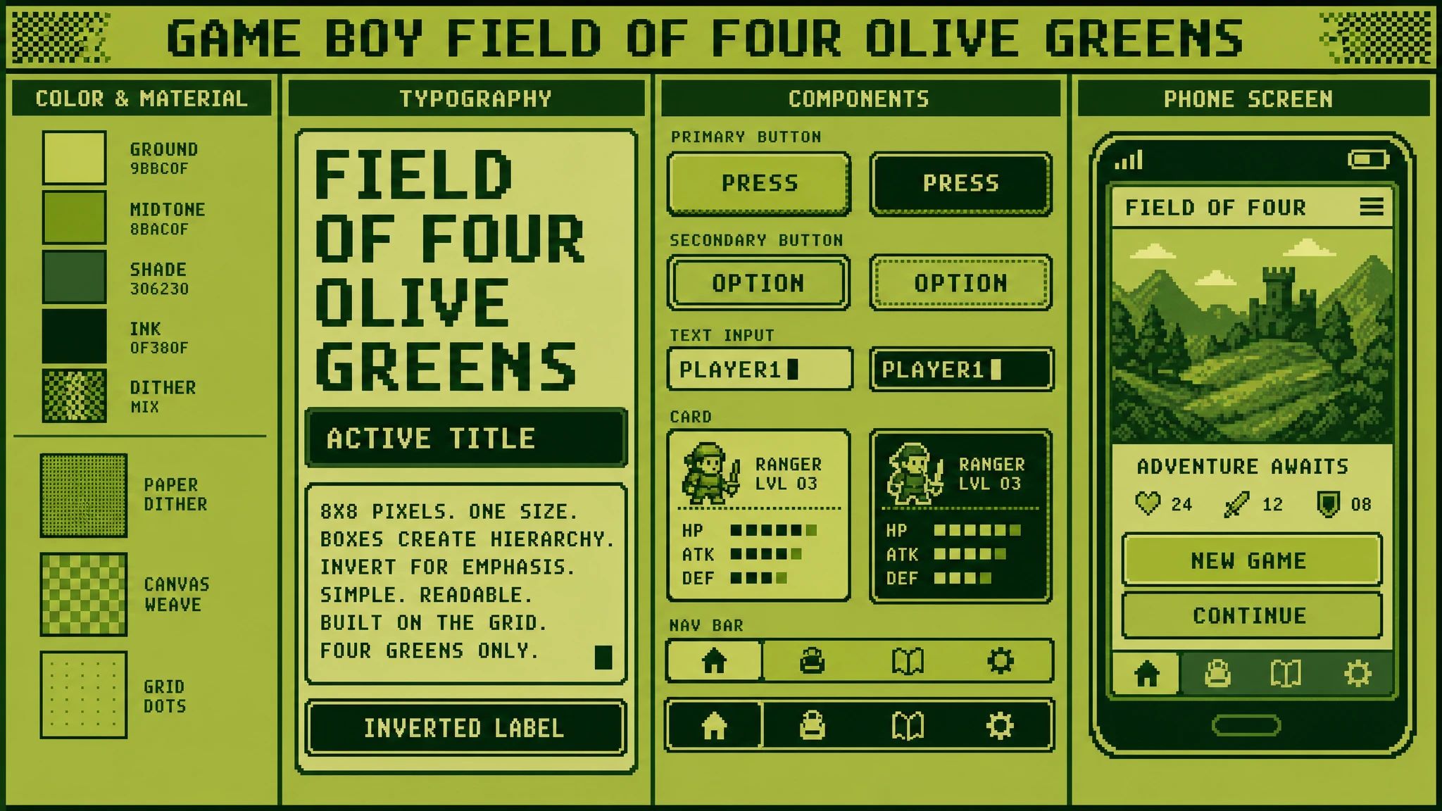 Gameboy Four Shade Field design system