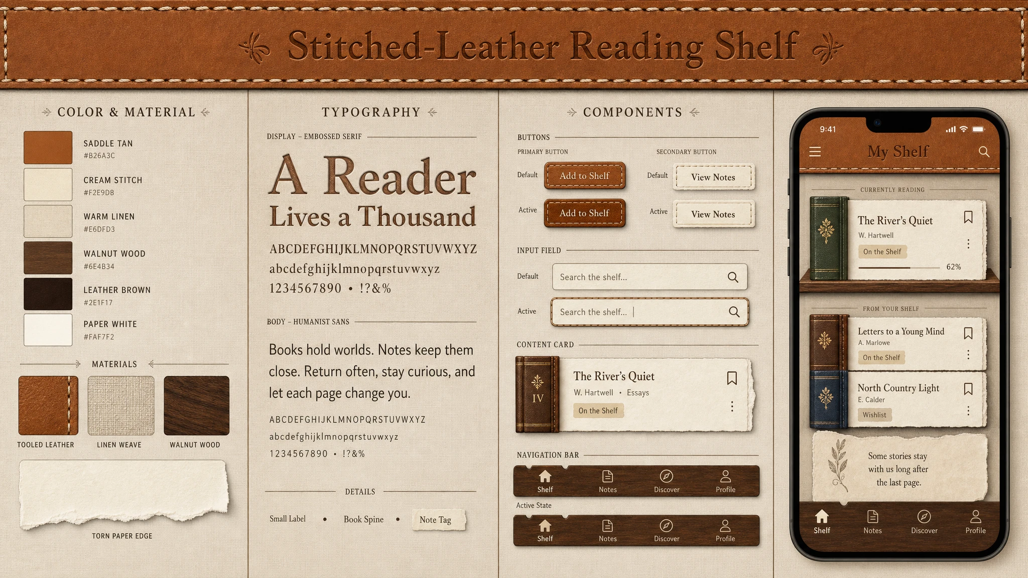 Skeuomorph Leather Studio design system