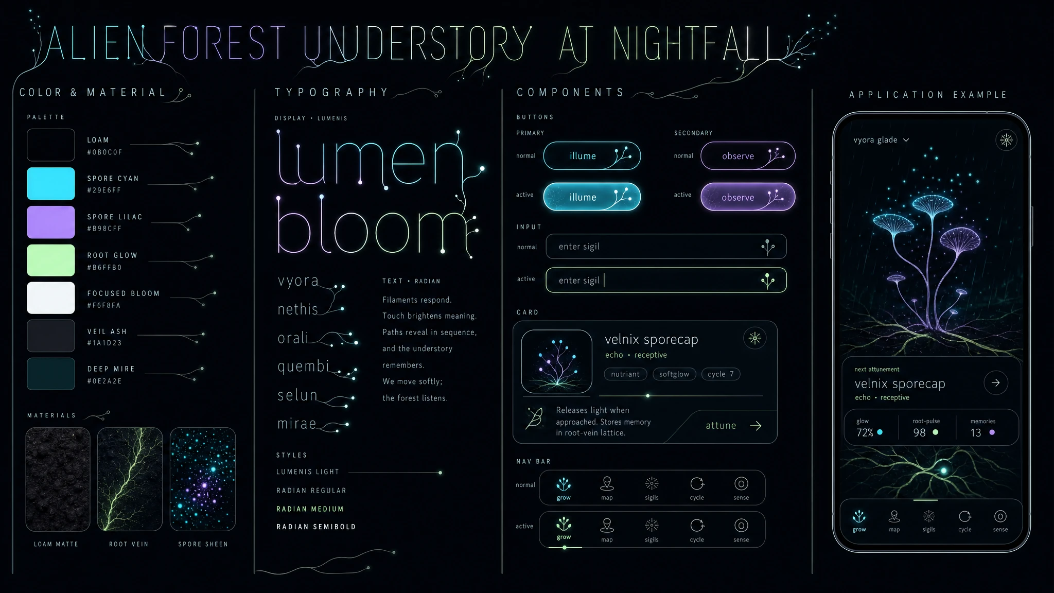 Luminescent Alien Understory design system