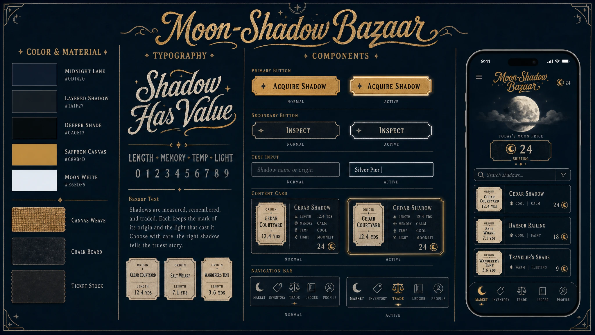 Moon Shadow Bazaar design system