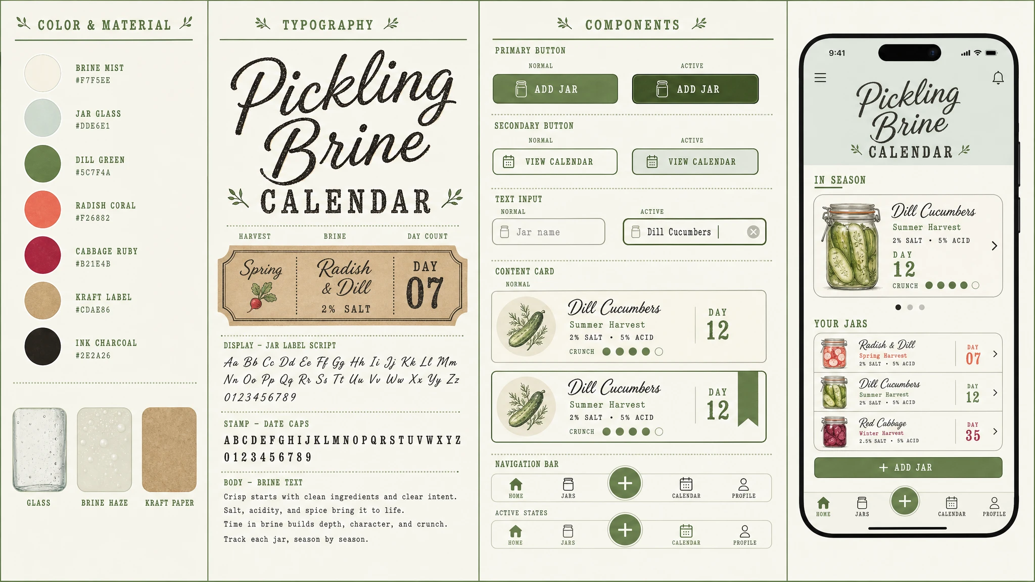 Pickling Brine Calendar design system