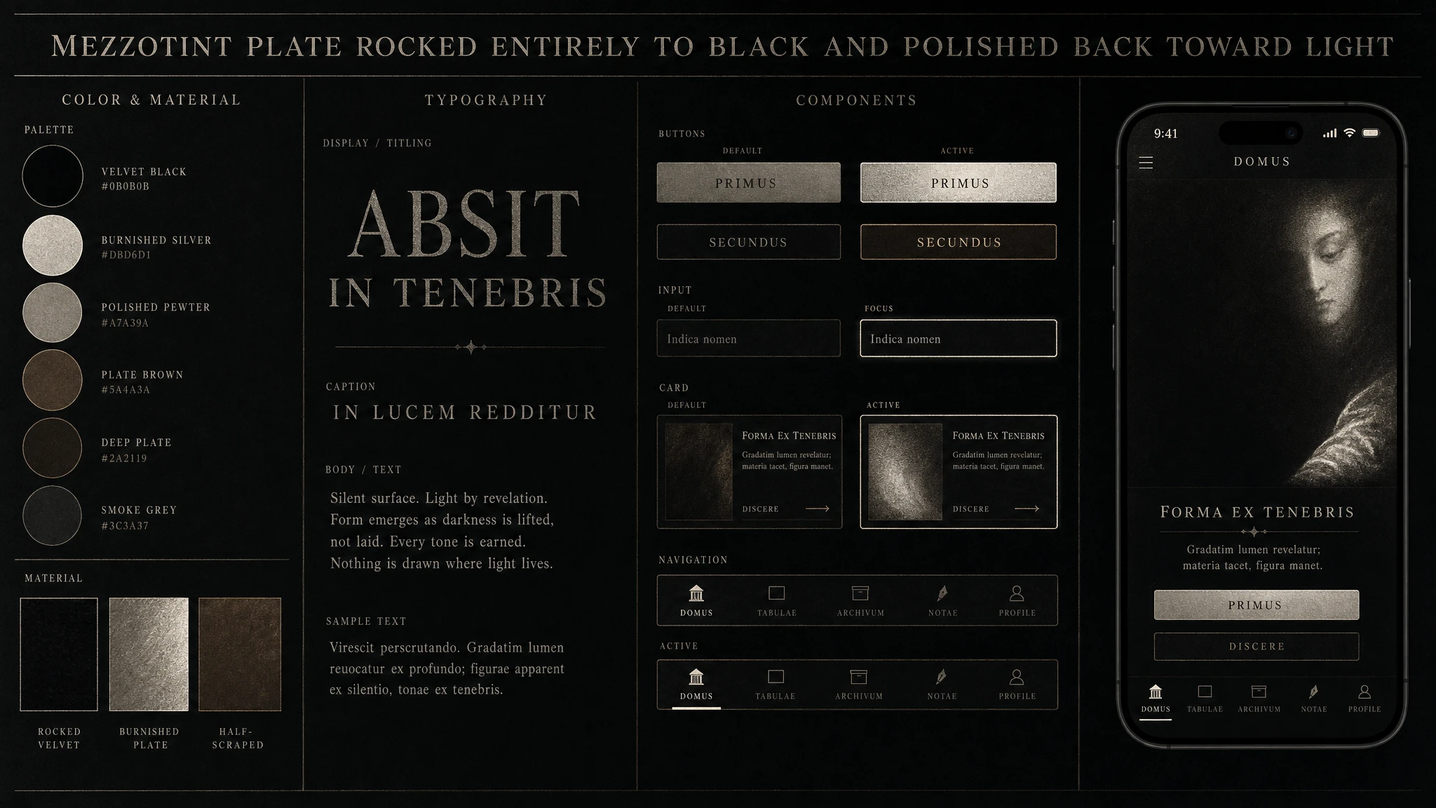 Mezzotint Velvet Night design system