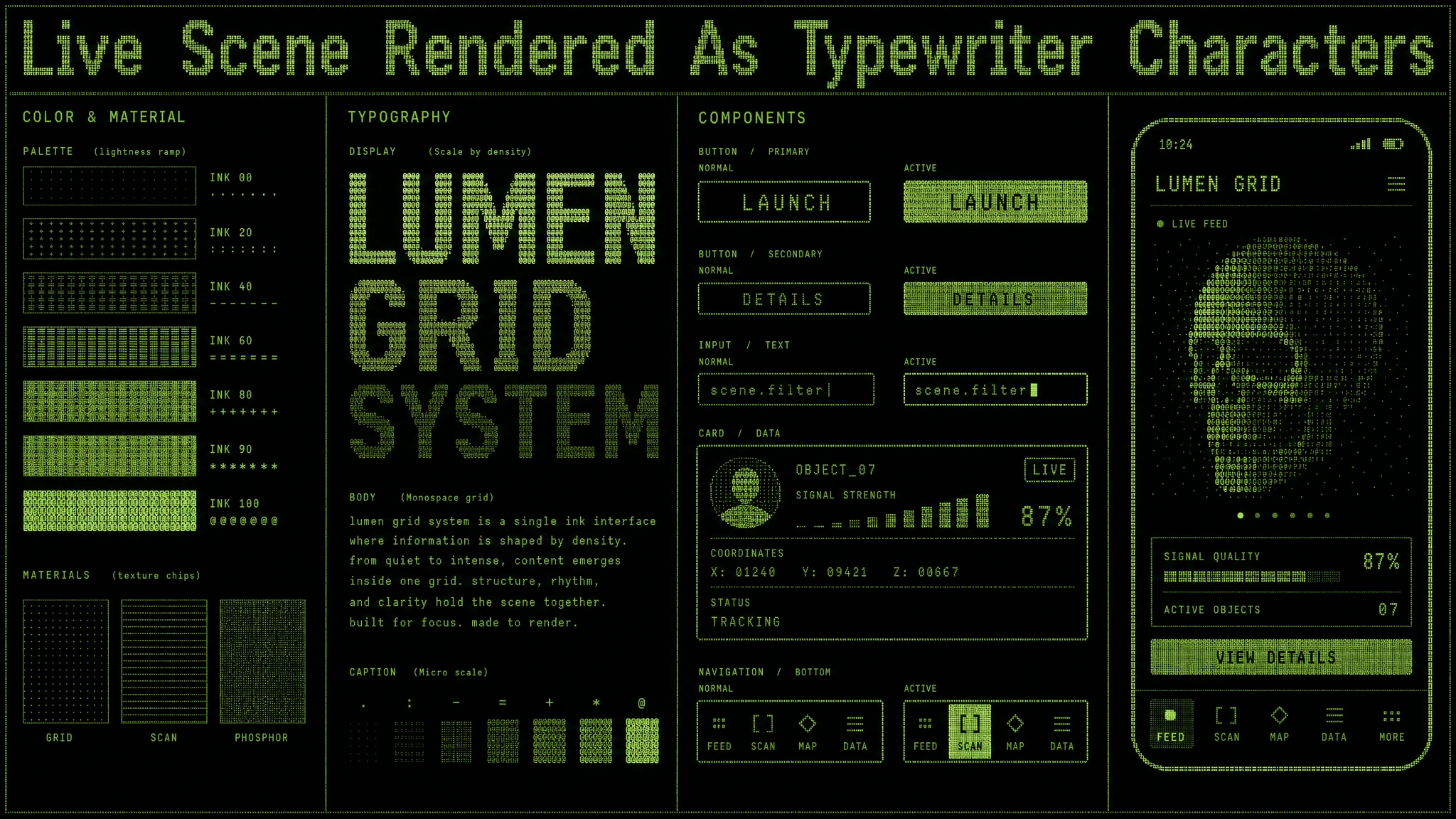 Ascii Live Scene Render design system