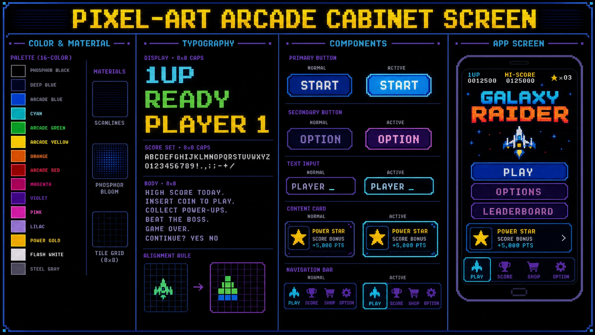 CRT Arcade Pixel Glow design system