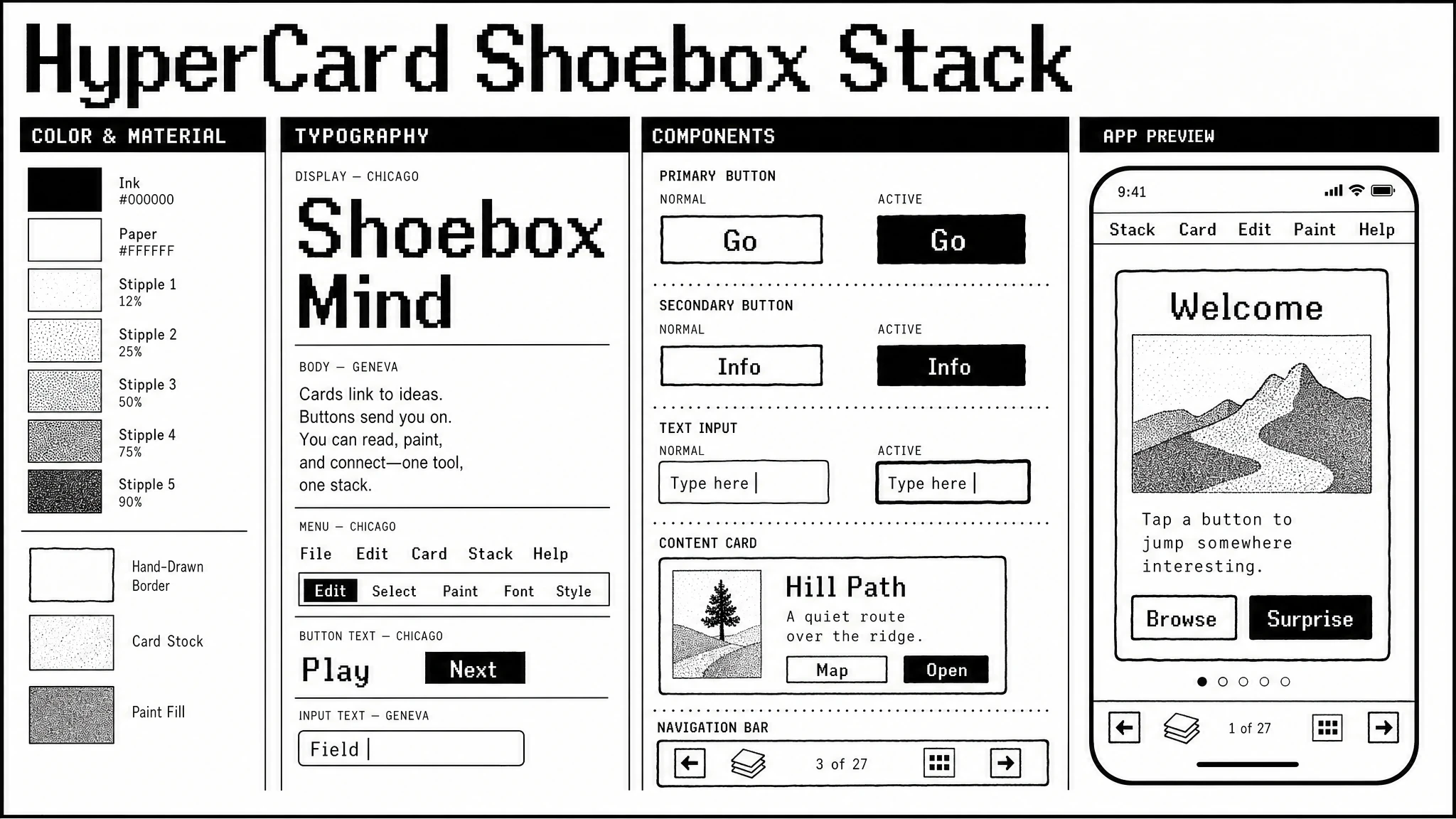 Hypercard Stack Shoebox design system