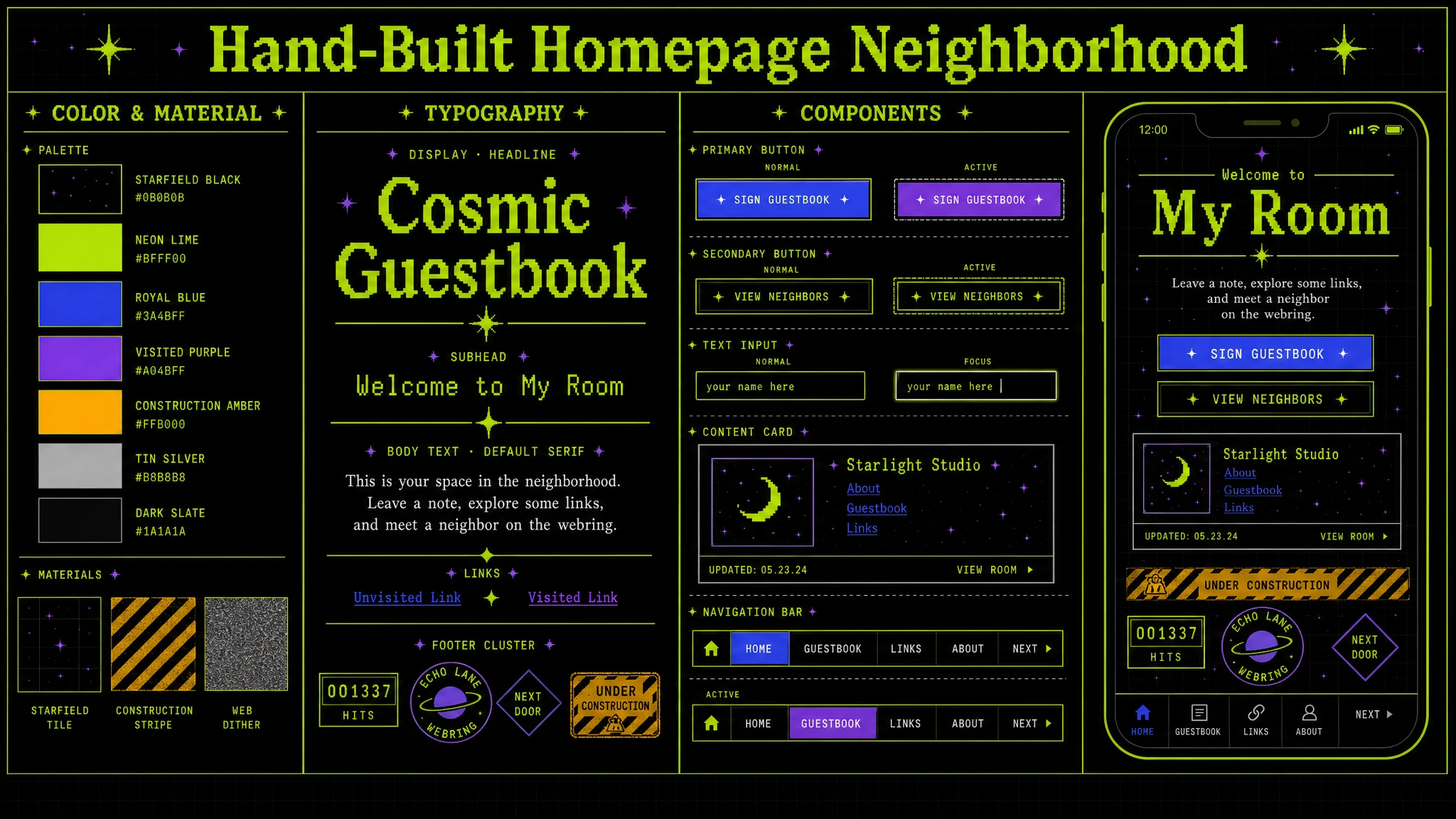 Webring Homepage Lane design system