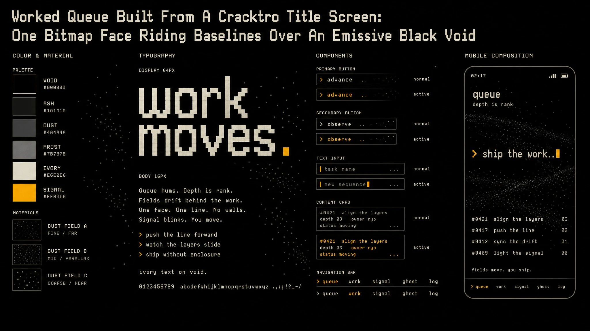 Cracktro Scroller Queue design system