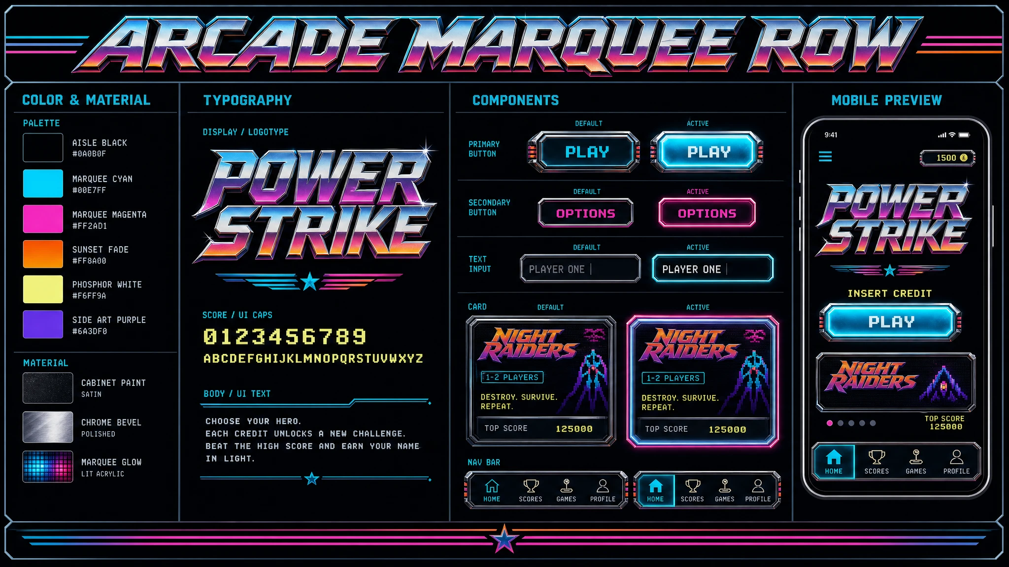 Arcade Marquee Row design system