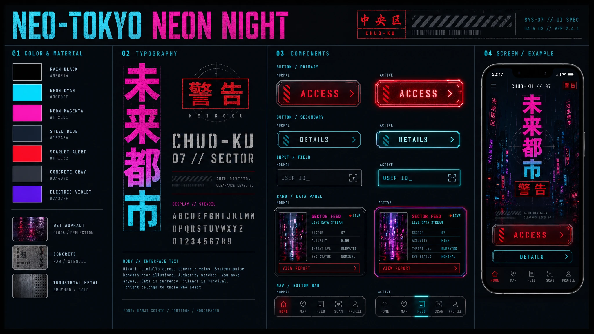 Neo Tokyo Neon Night design system