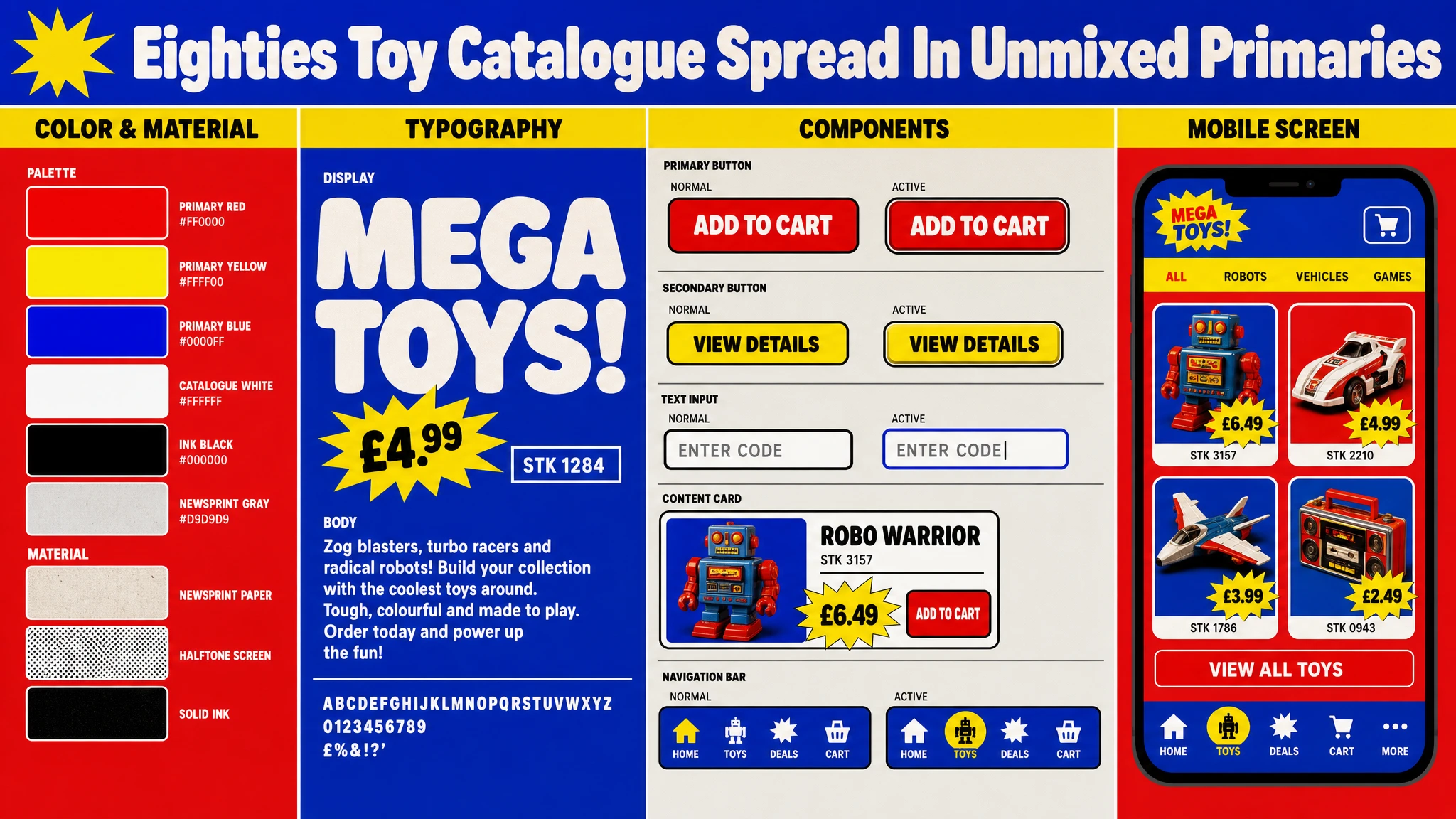 Primary Toy Catalogue Spread design system