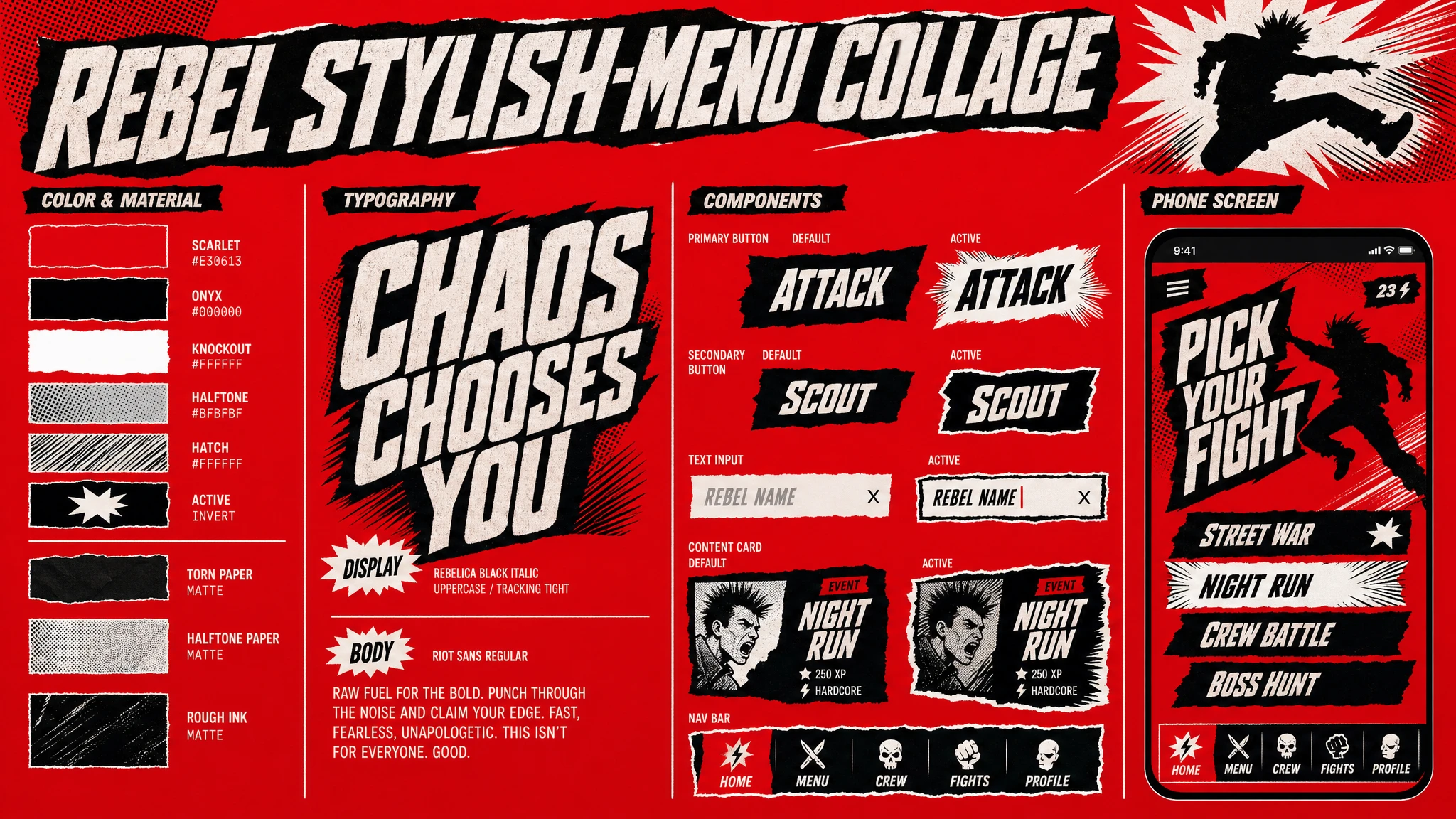 Rebel Menu Interface design system