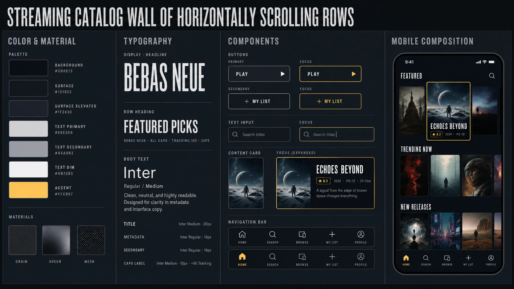 Streaming Title Card Wall design system