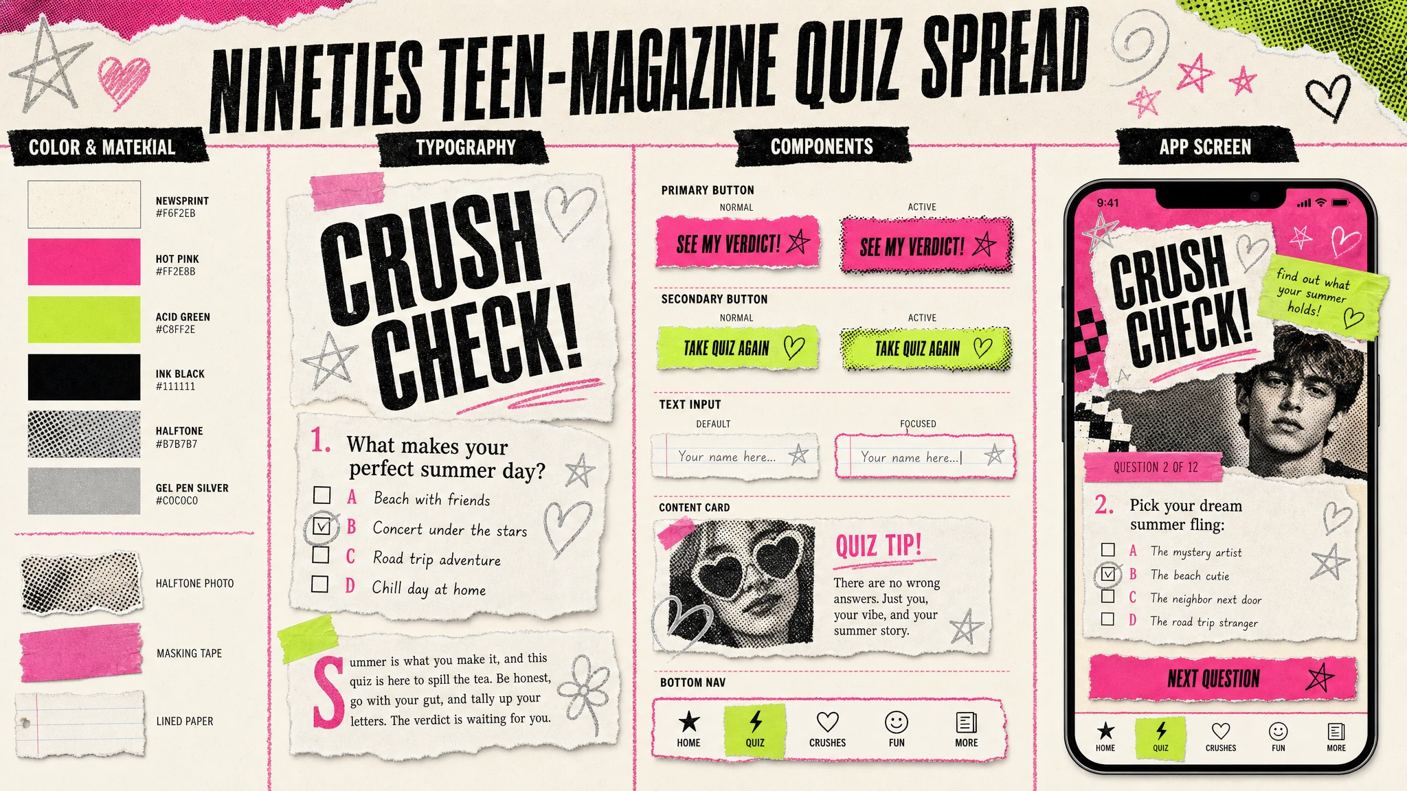 Teen Magazine Quiz design system