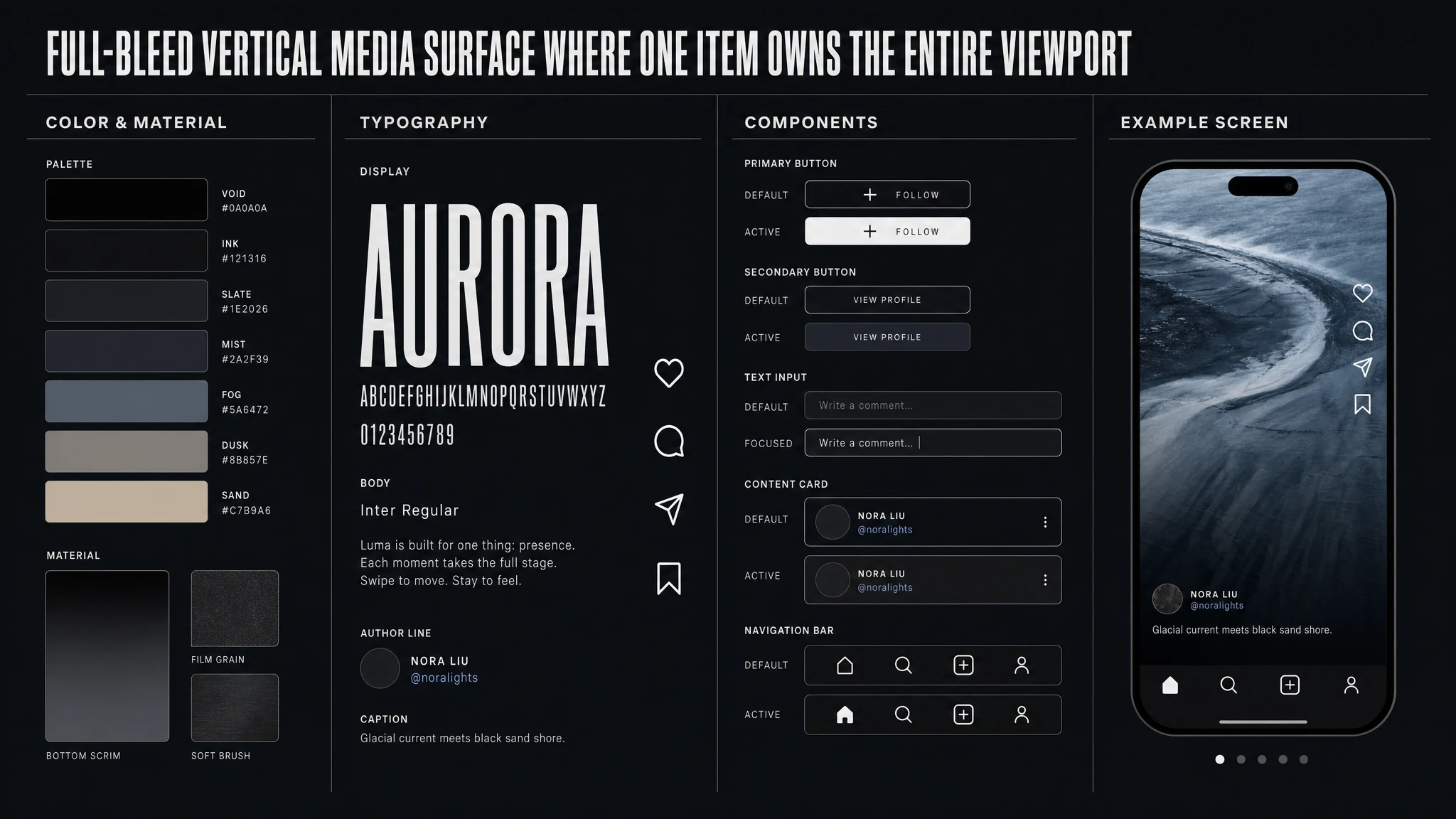Vertical Video Feed Surface design system