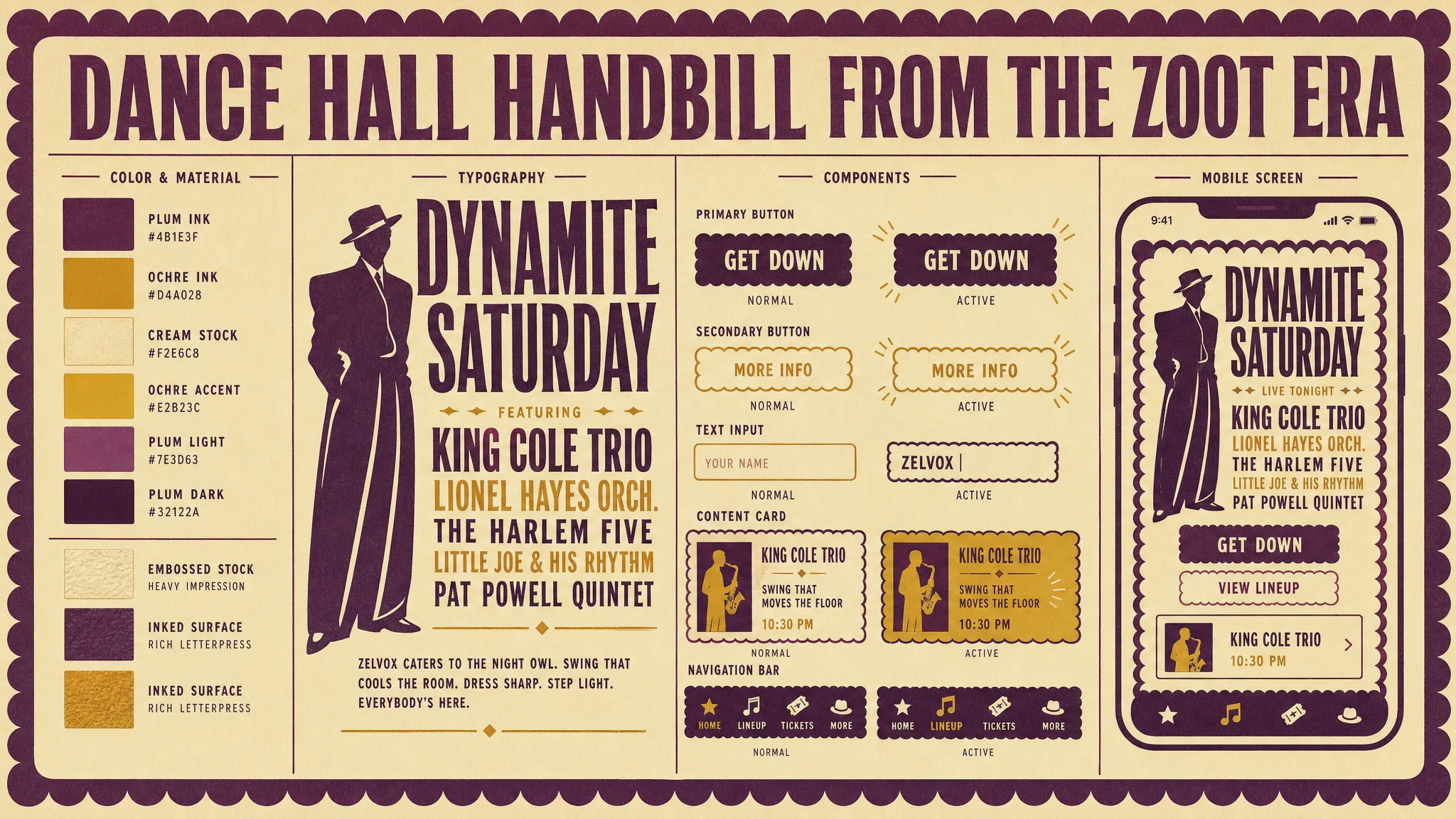Pachuco Zoot Handbill design system