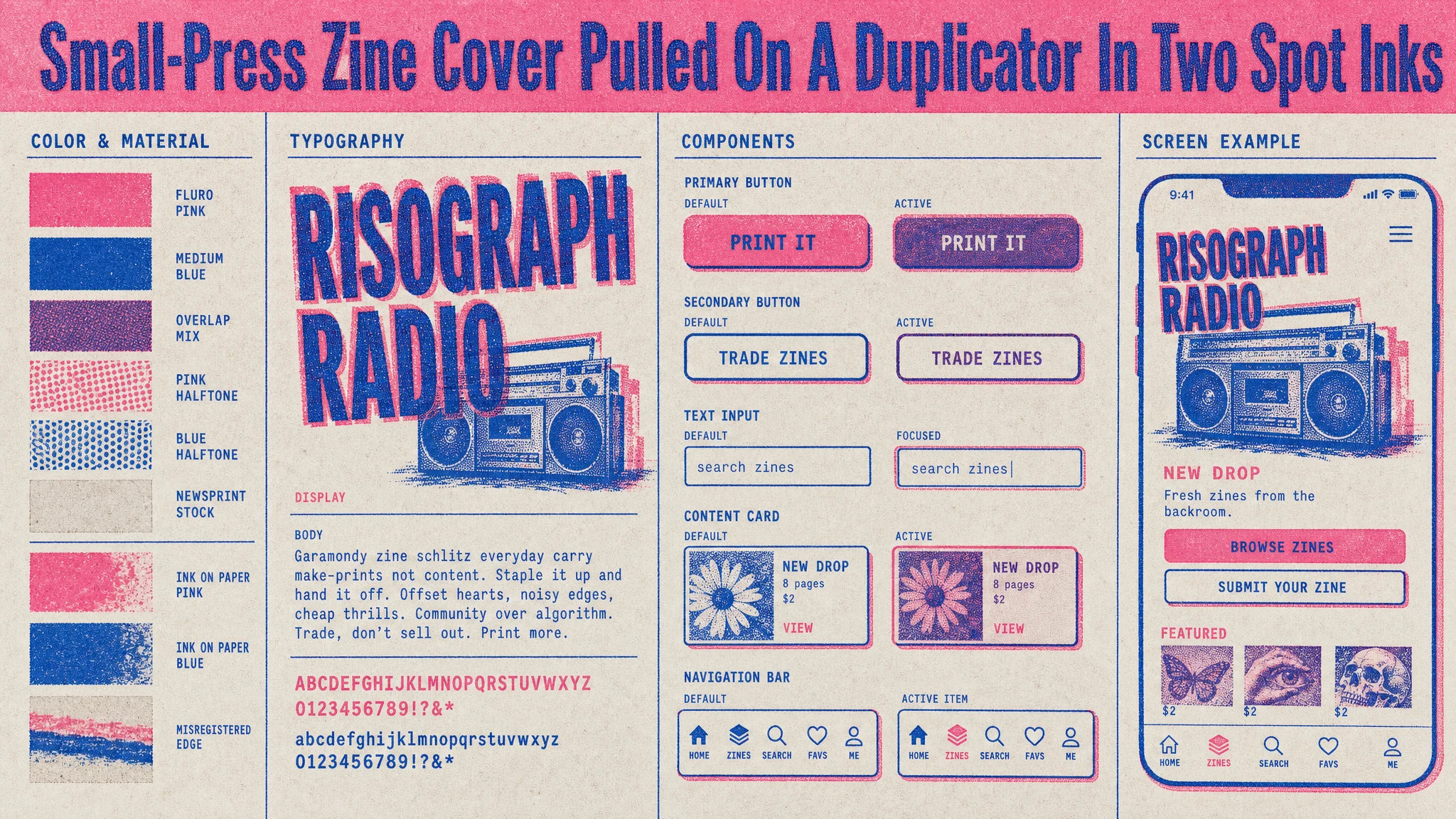 Risograph Zine Cover design system