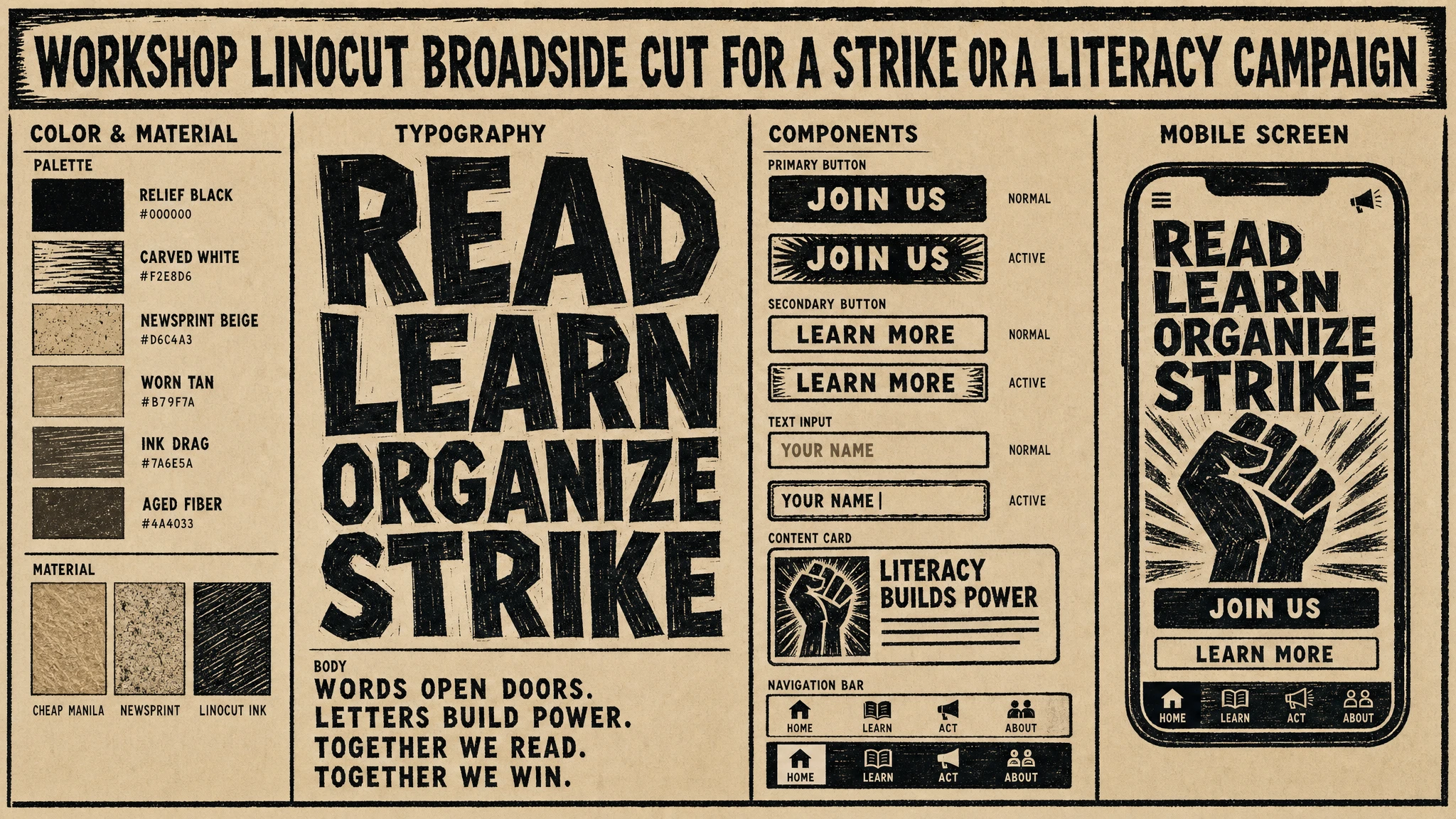 Taller Grafica Linocut design system