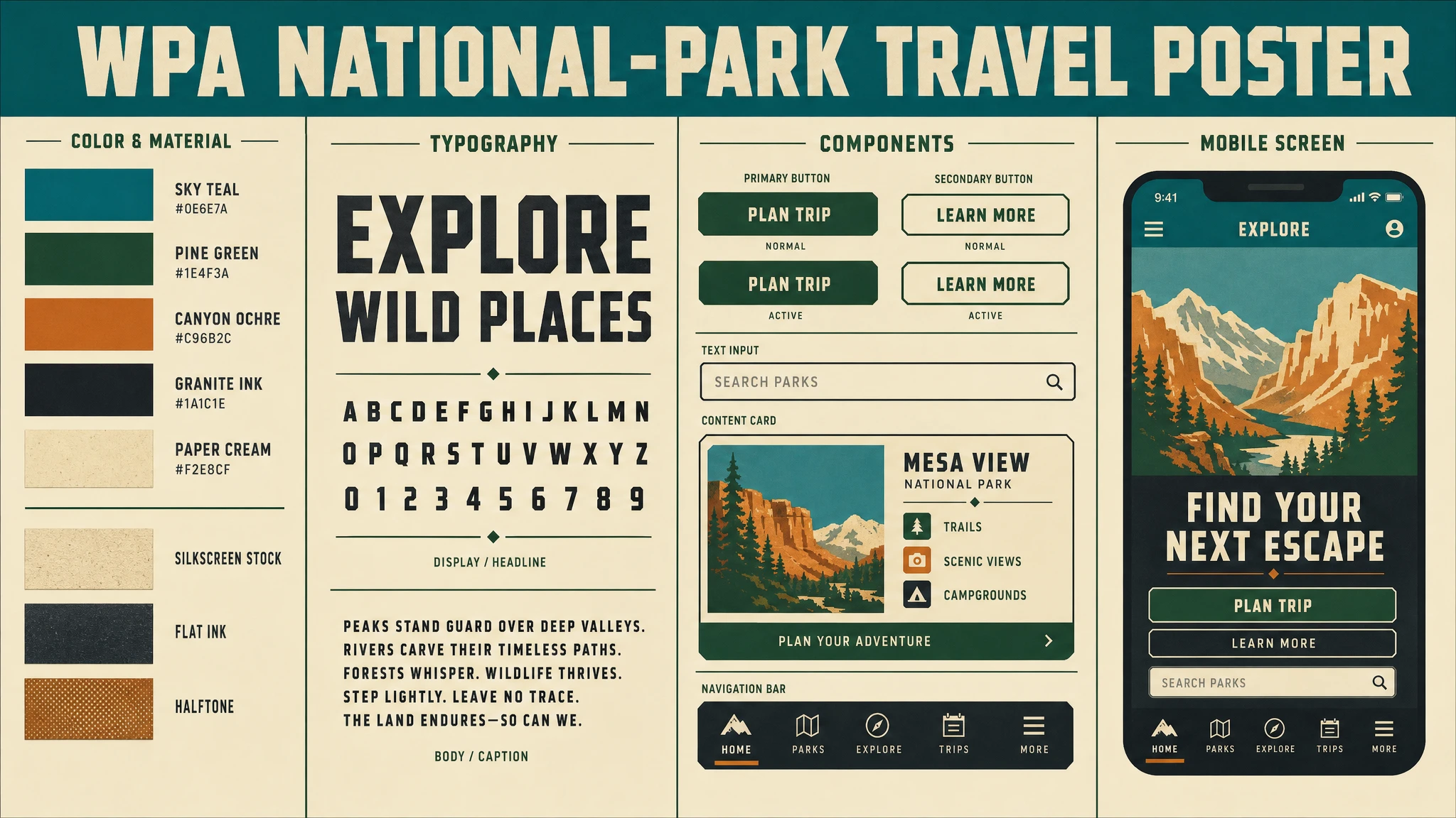 WPA Park Poster design system