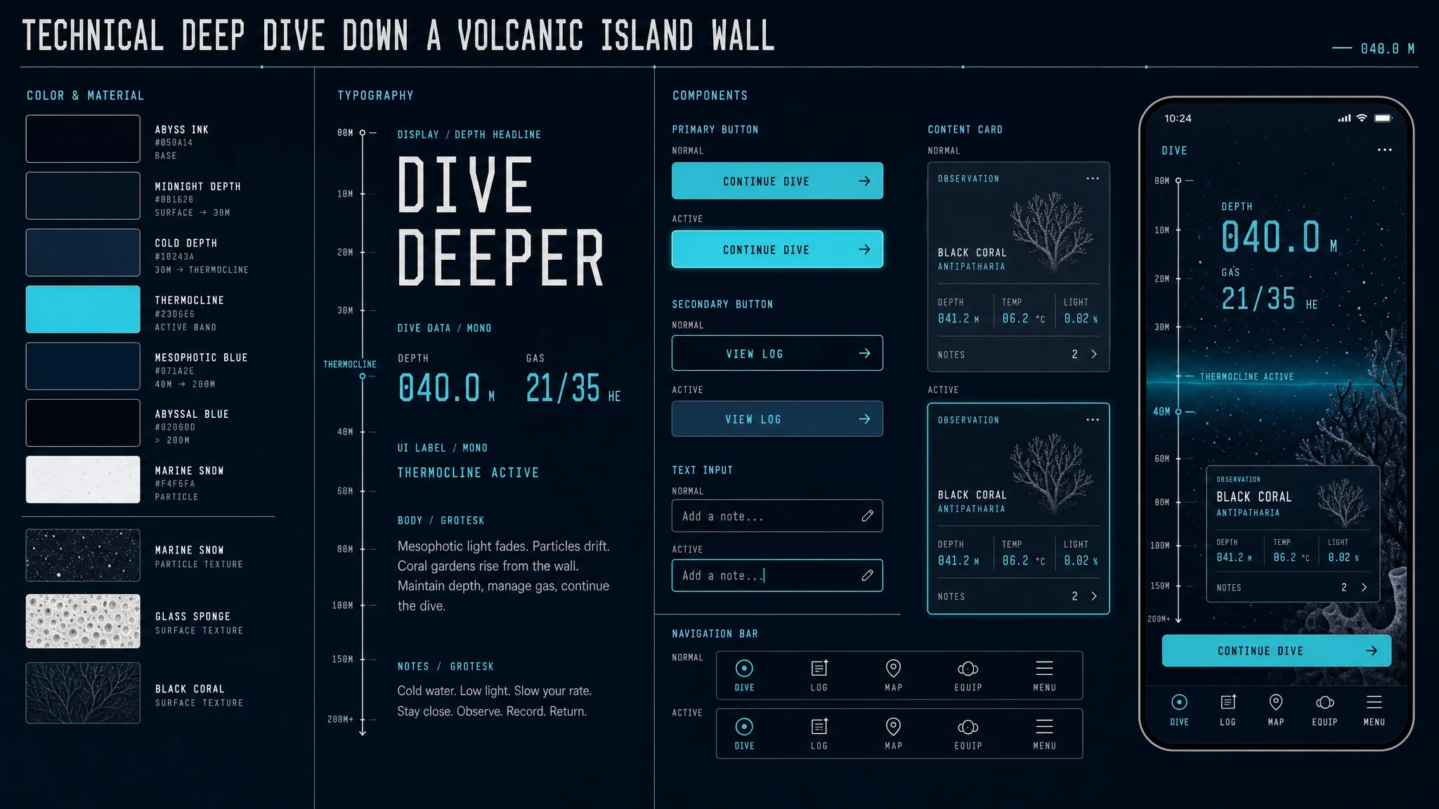Mesophotic Deep Dive design system