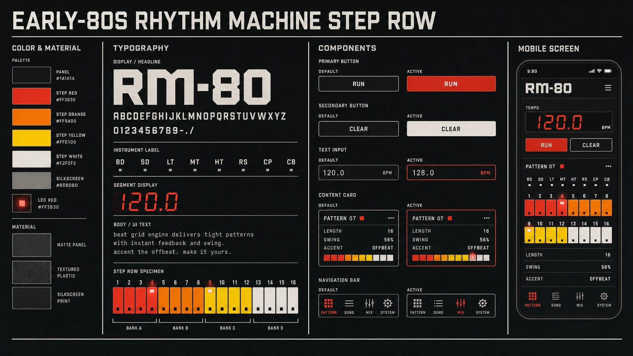 Drum Machine Step Row design system