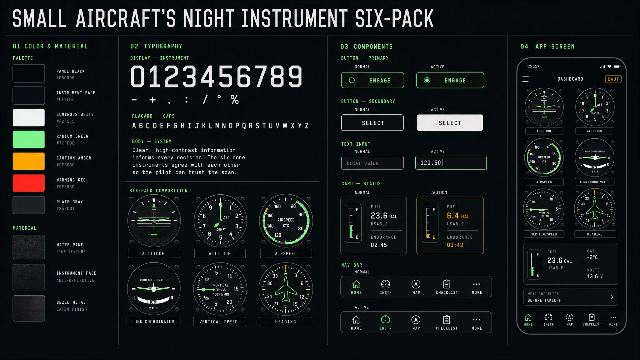 Night Flight Six Pack design system
