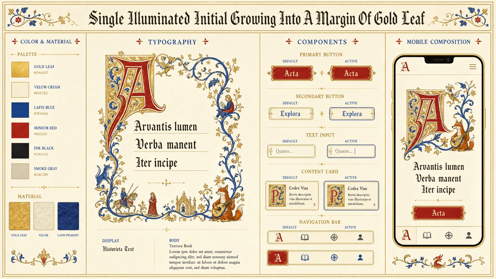 Illuminated Initial Vine design system