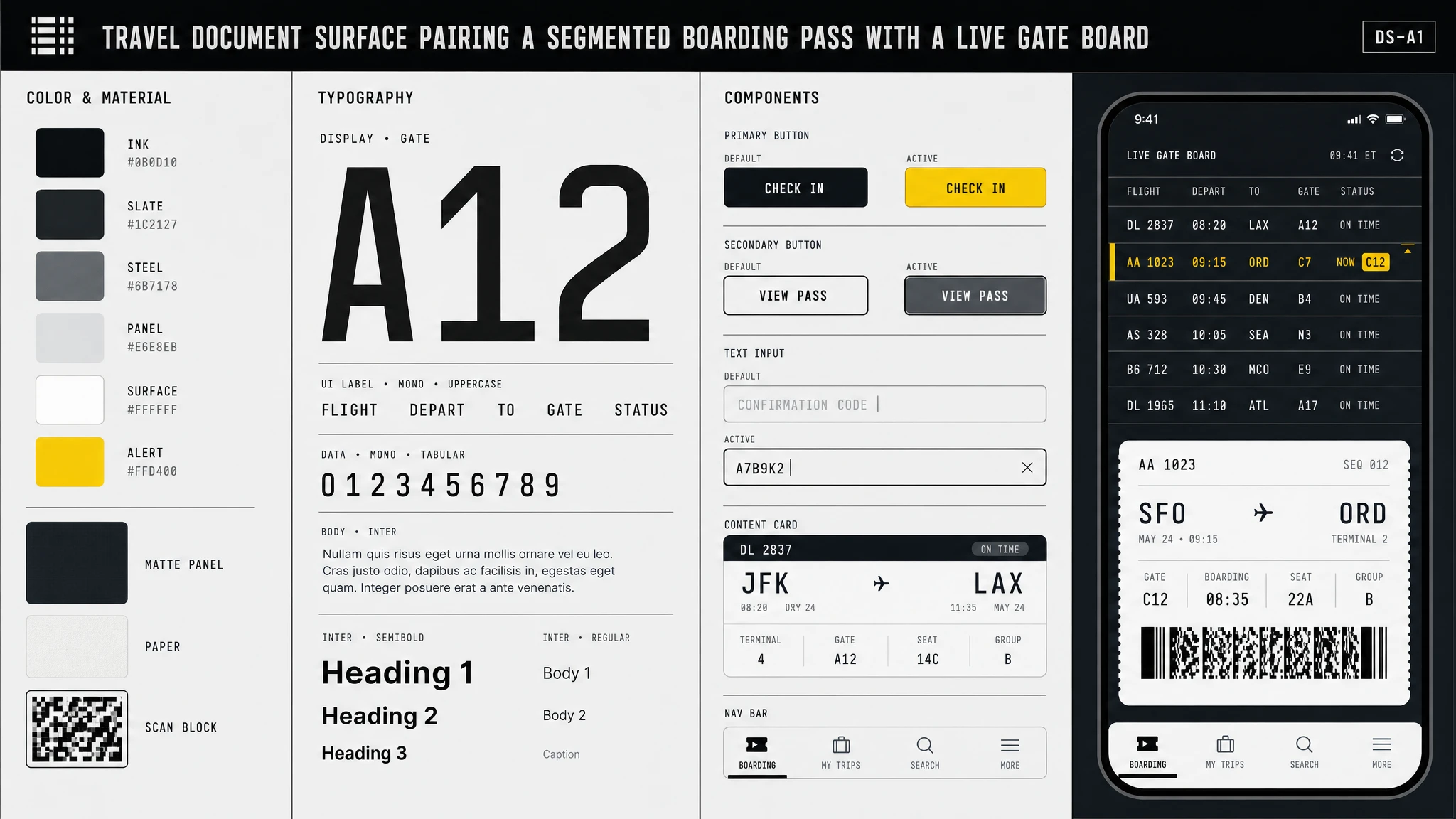 Boarding Pass And Gate Board design system