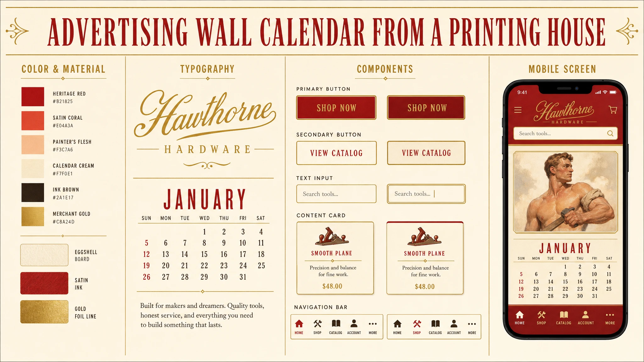 Calendar Pinup Pad design system
