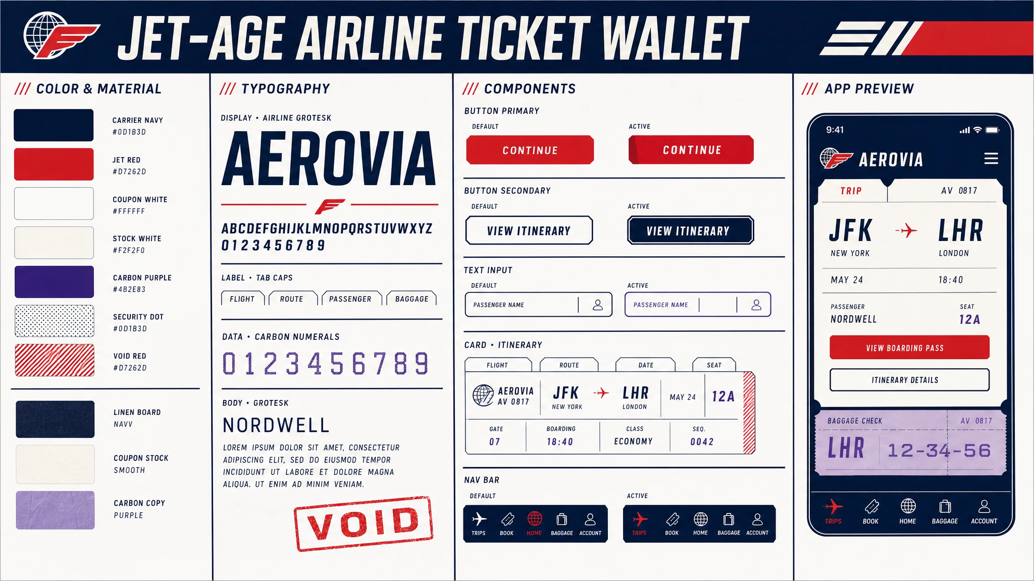 Jet Age Ticket Wallet design system