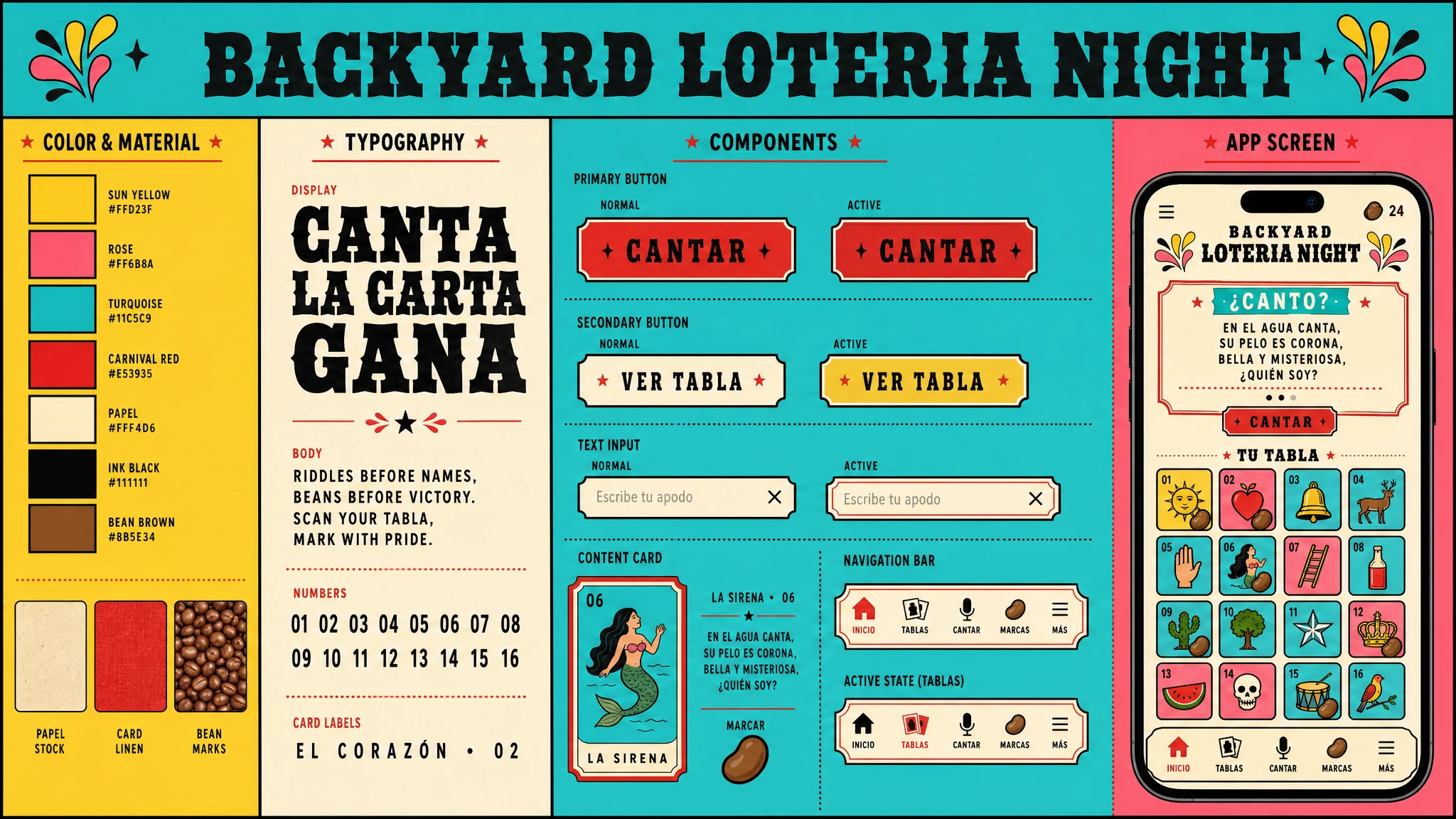 Loteria Tabla Night design system