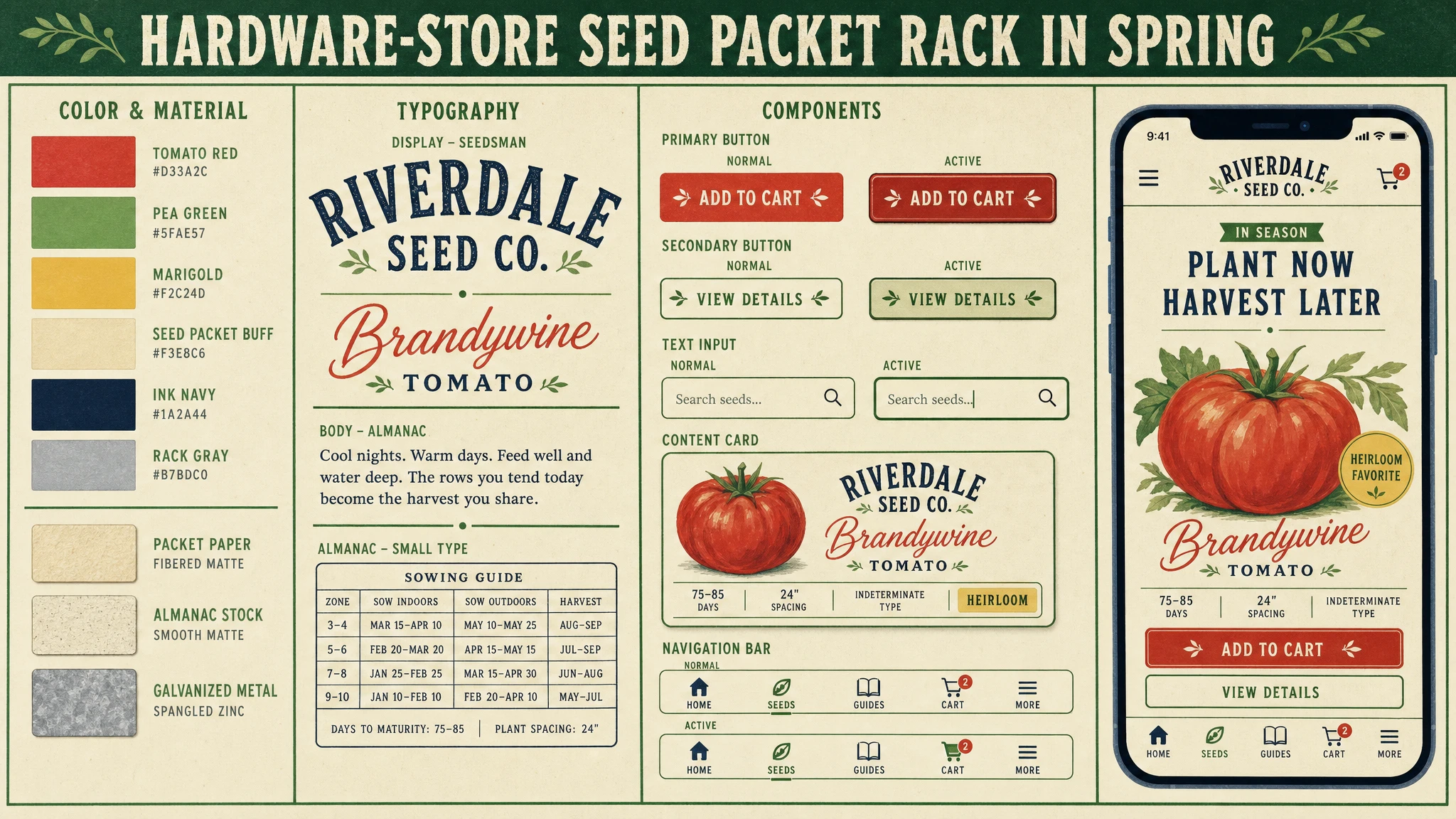 Seed Packet Rack design system